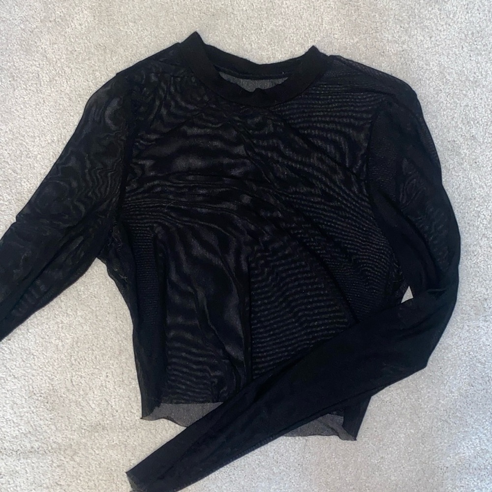 long sleeve mesh crop top